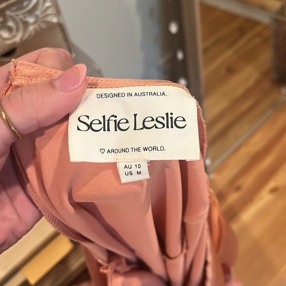 GRAYSON TIED BACK ASYMMETRICAL MIDI DRESS PEACH - Picture 4 of 6